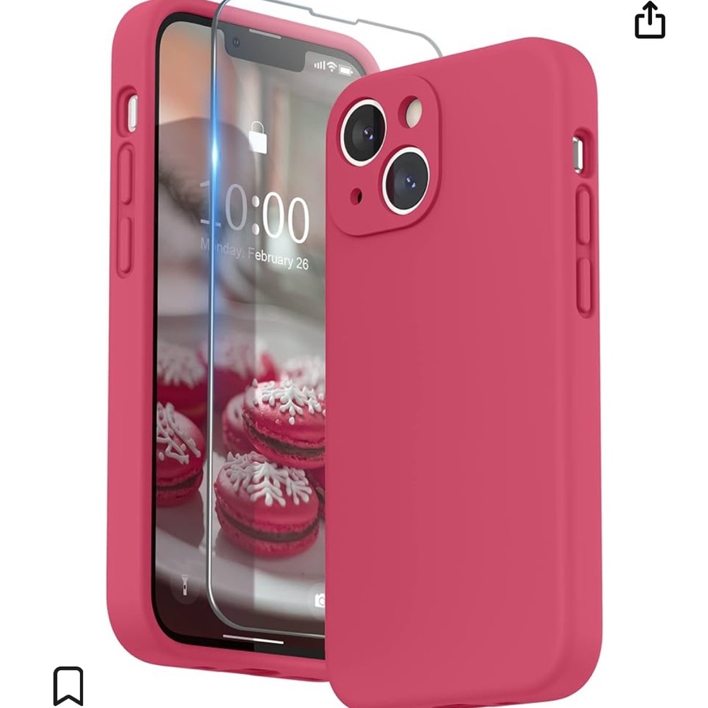 Premium Red Silicone Phone Case with Screen Protector